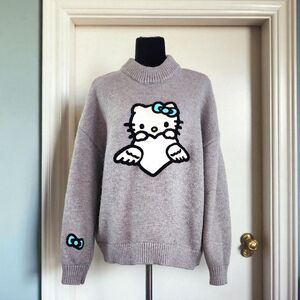 Hello Kitty Forever 21  X Sanrio Angel Gray Knit Sweater Women's Size Medium